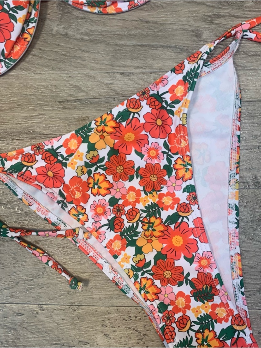 Zaful Floral Ruffle String Bikini Swim Set - Picture 7 of 10